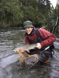 Sebastien with female rainbow trout at taupo